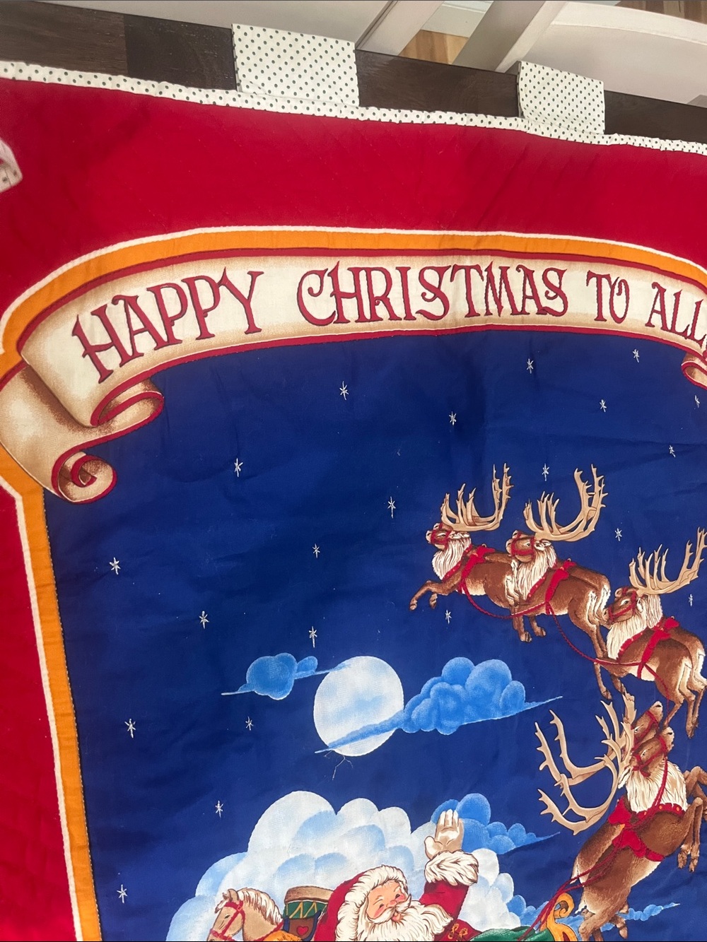 Homemade Quilt Wall Hanging 1991 Christmas 90s Vintage Holiday Santa Sleigh Wall - Picture 10 of 16